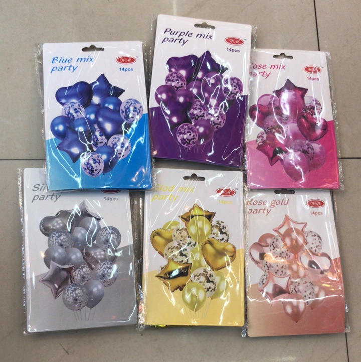 Latex balloons, aluminum film balloons, birthday balloons set, 14pcs set