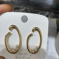 Today beauty Korean geometric pearl metal earrings