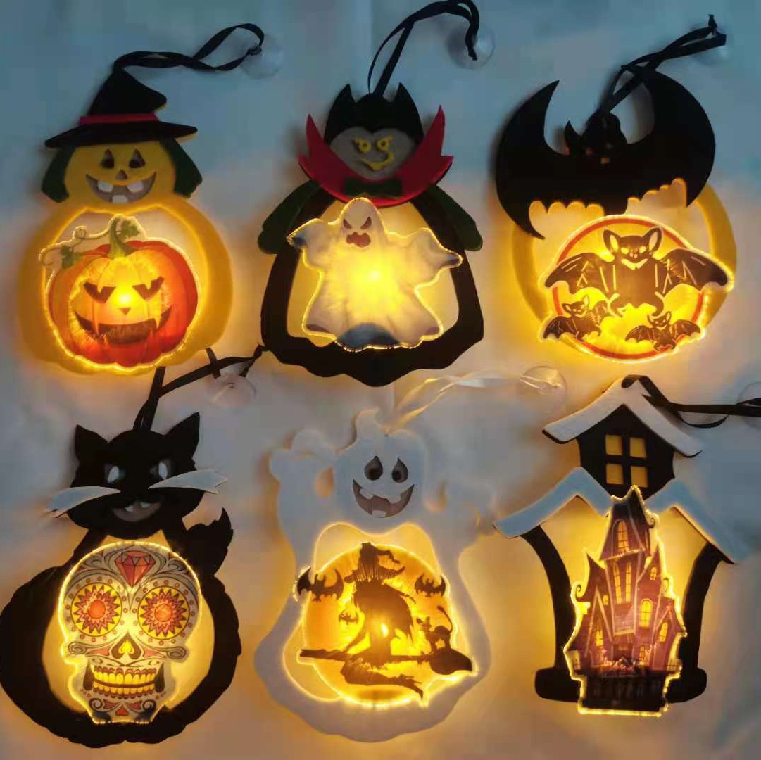 万圣节玻璃贴带灯