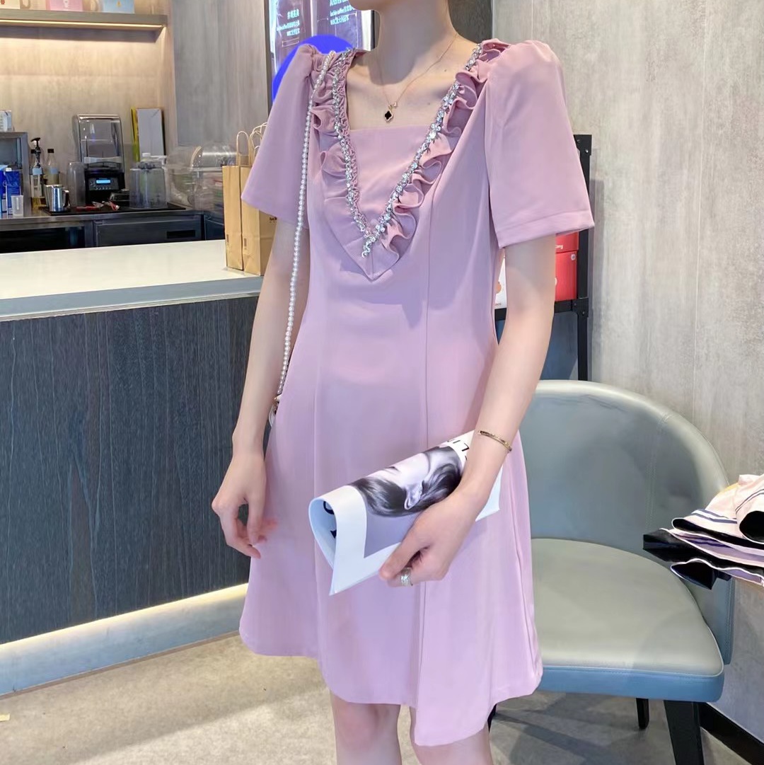 Pink dress with diamond