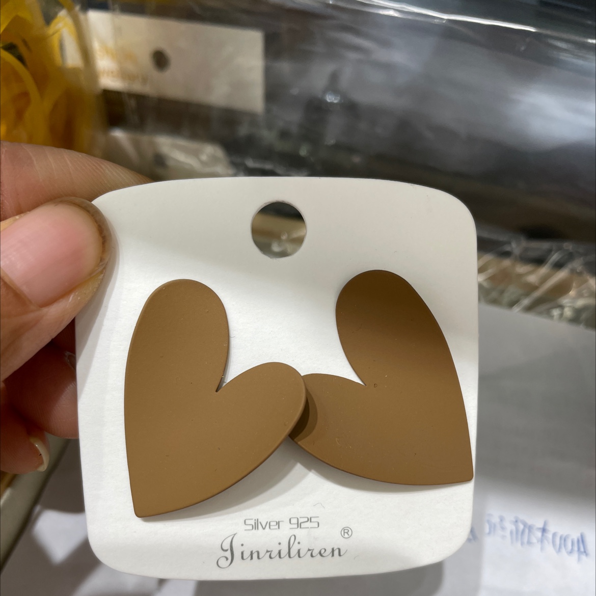 Today beauty Korean version heart design style earrings spray paint coffee thumbnail