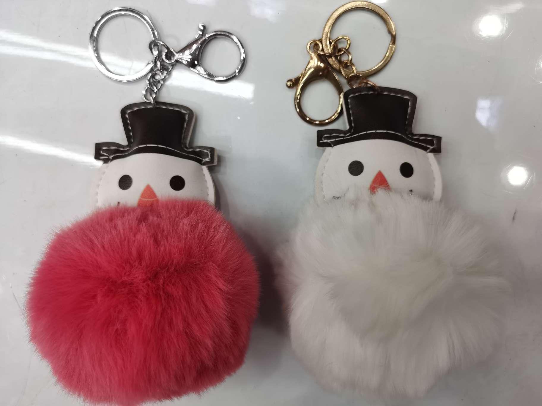 8 cm imitation rex rabbit fur ball Ten Snowman c style keychain detail image 1