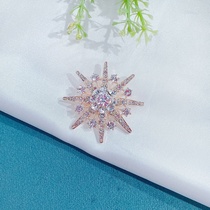 Instagram New cute Sun Series Octet Star Snowflake Full Diamond Brooch men's and women's coat pins buckle Star decorative accessories