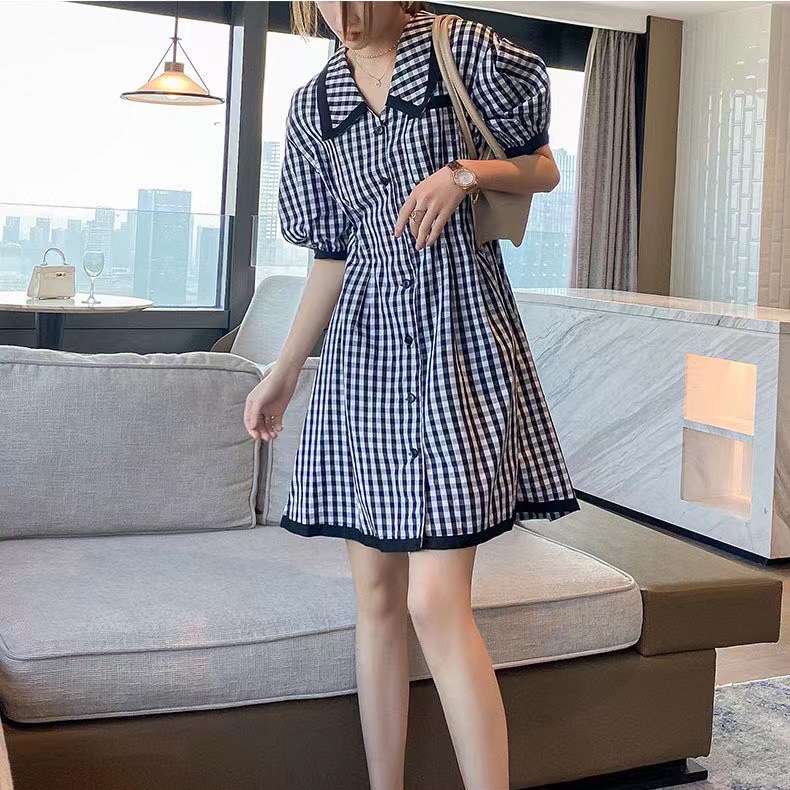 Black and white checked dress