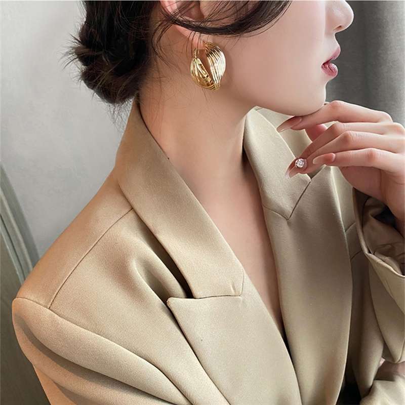 圆圈耳环女气质纯银高级感2020年新款潮欧美风耳饰复古法式耳圈