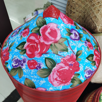 Plastic hat with large red flowers