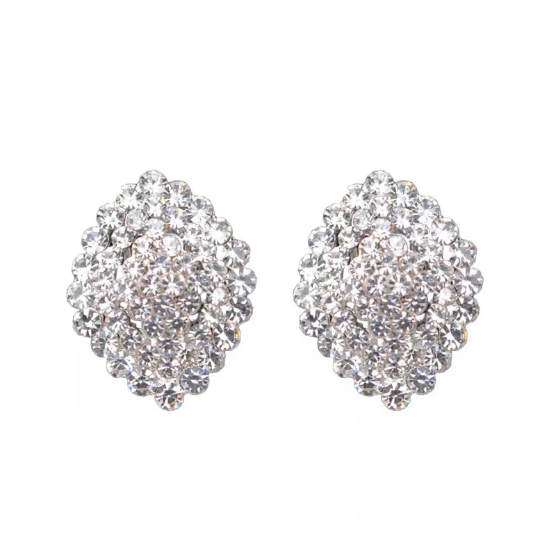 Sparkling Diamond diamond-shaped celebrity summer new Korean style fashionable and trendy stud earrings details Picture