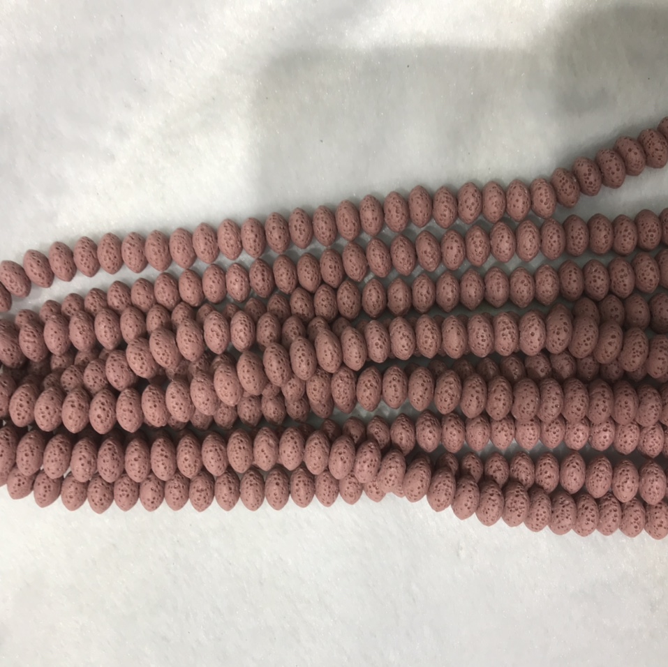 火山岩8*5mm车轮粉色