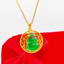 Chalcedony gourd pendant, copper base inlay, vacuum plating