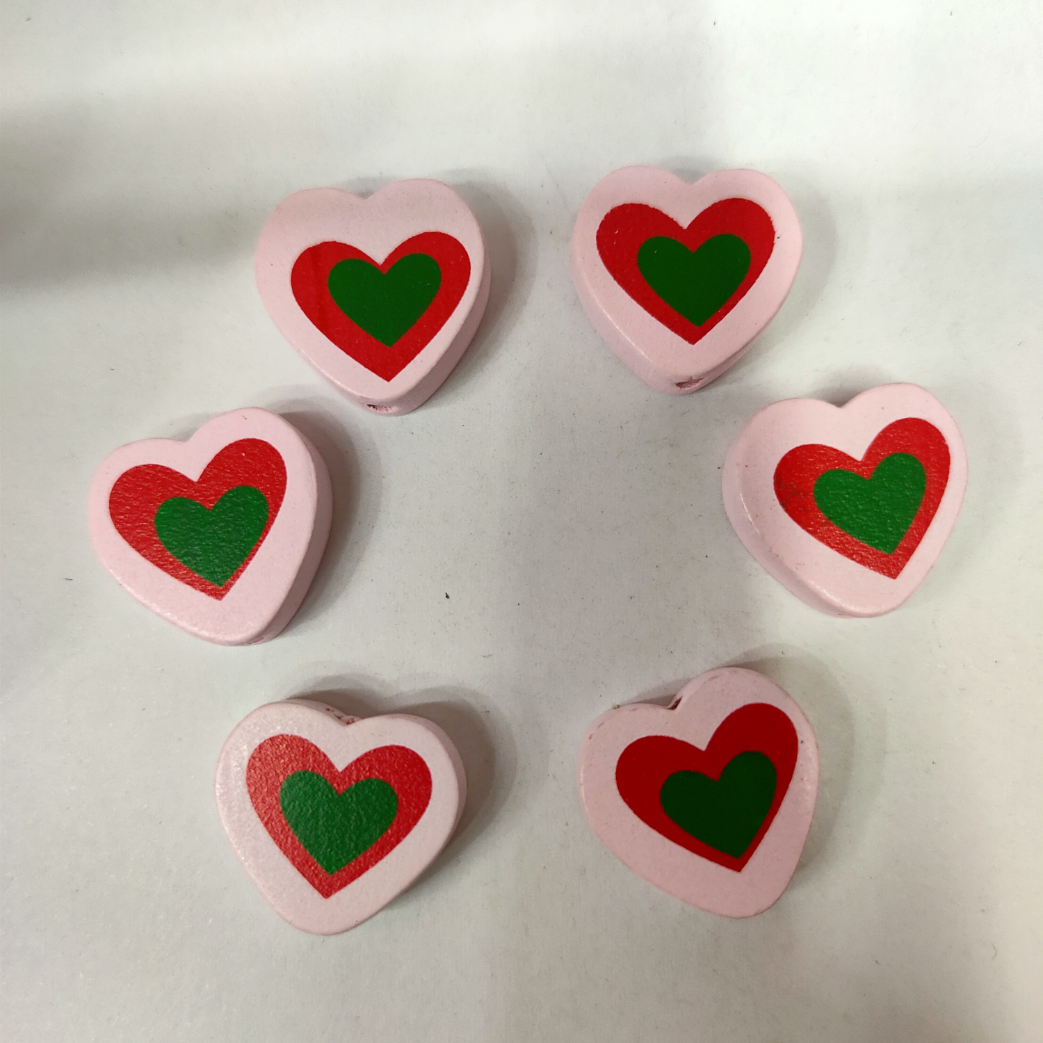 Eco-friendly wood 17✘18mm pink peach heart