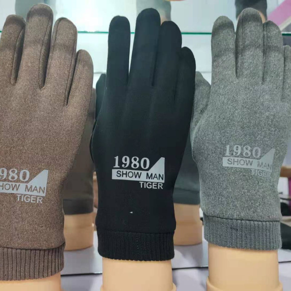 Men's fleece embroidered touch screen gloves