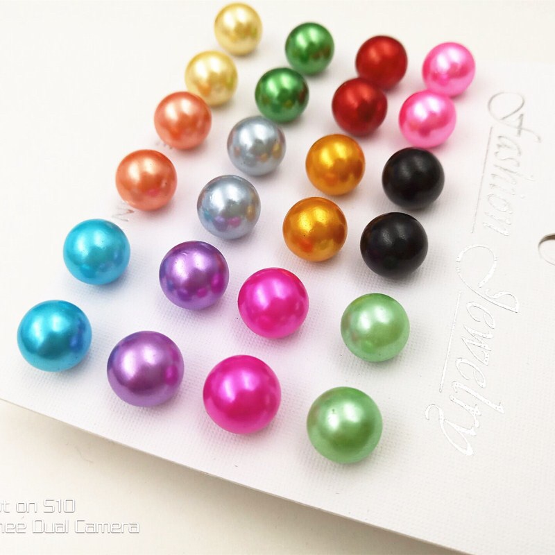 Korean card pack black and white colorful size pearl earrings popular jewelry gifts