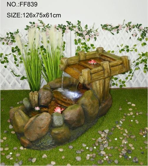Background water curtain wall, water flow screen partition, fountain ornament, large floor-standing rockery, fish pond details Picture