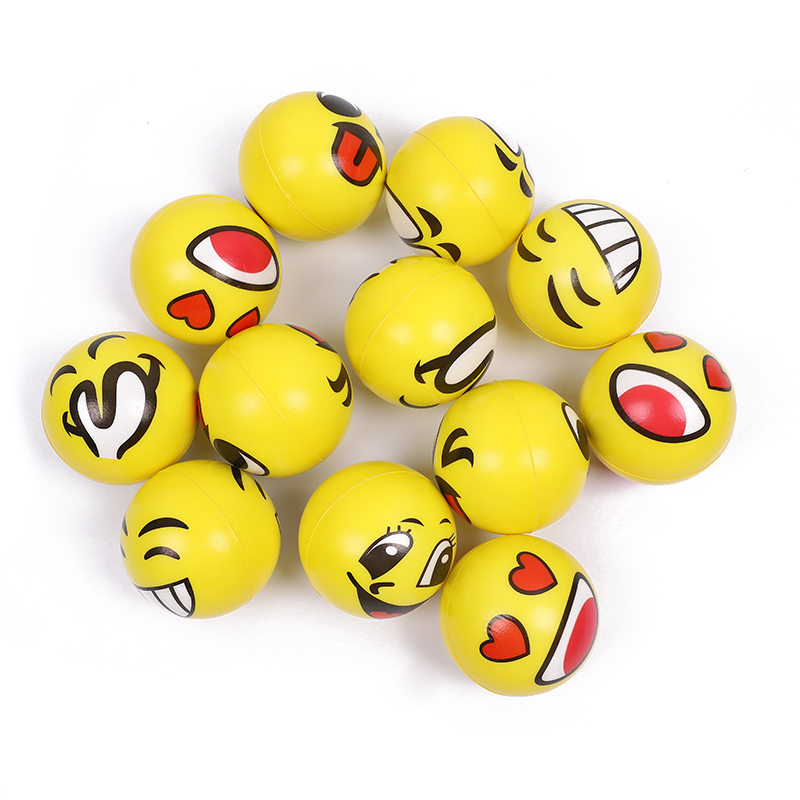 7.6的PU球混款混色压力球减压笑脸PU球QQ黄色表情笑脸 工厂直销图