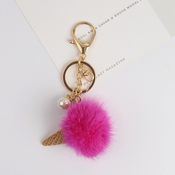 Vison pelo helado cilindro colgante bola de pelo accesorios de teléfono móvil carrito key bag colgante detail image 7