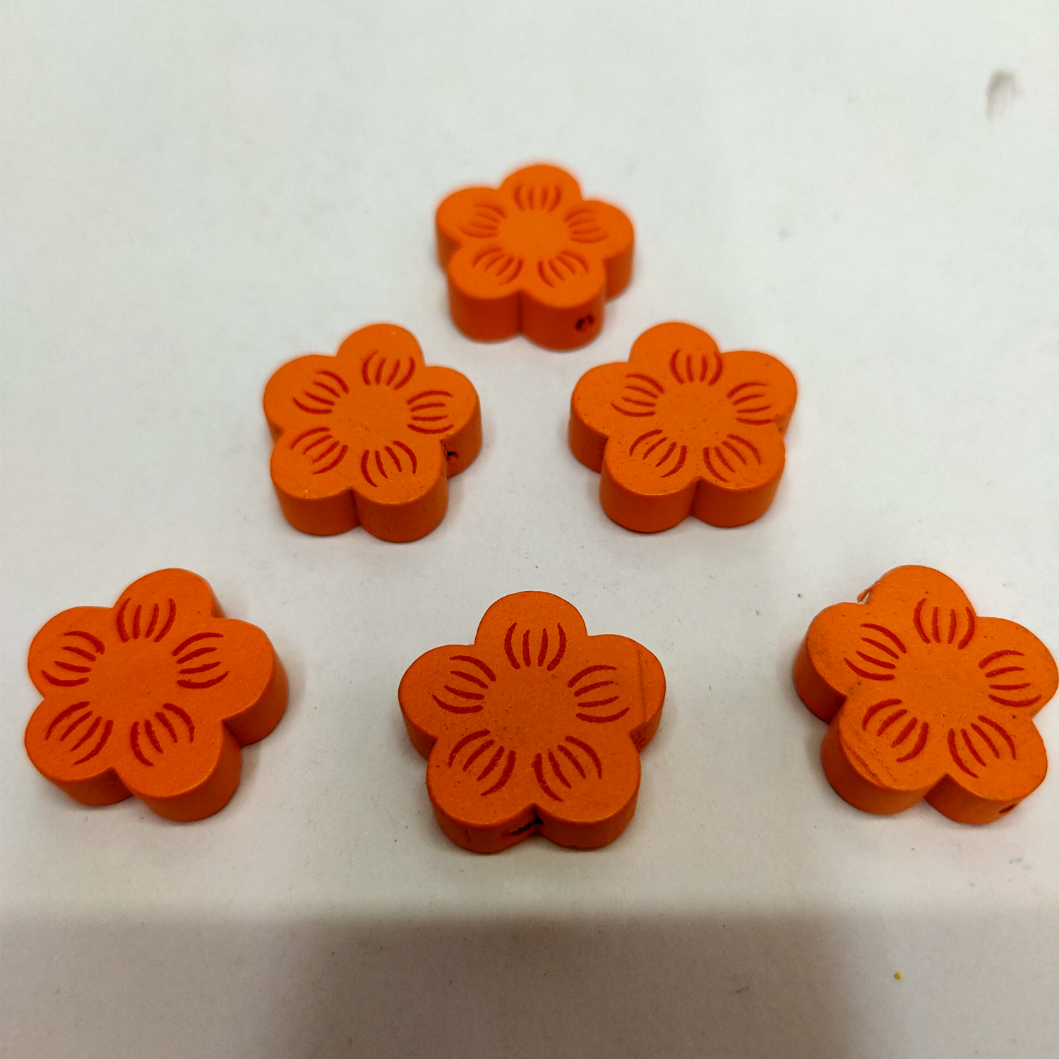 厂家直销 木质配件两公分五叶 花印 紫金花 橘色