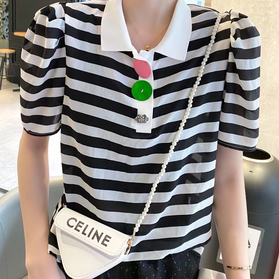 Black striped top.