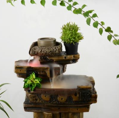 Background water curtain wall, water flow screen partition, fountain ornament, large floor-standing rockery, fish pond