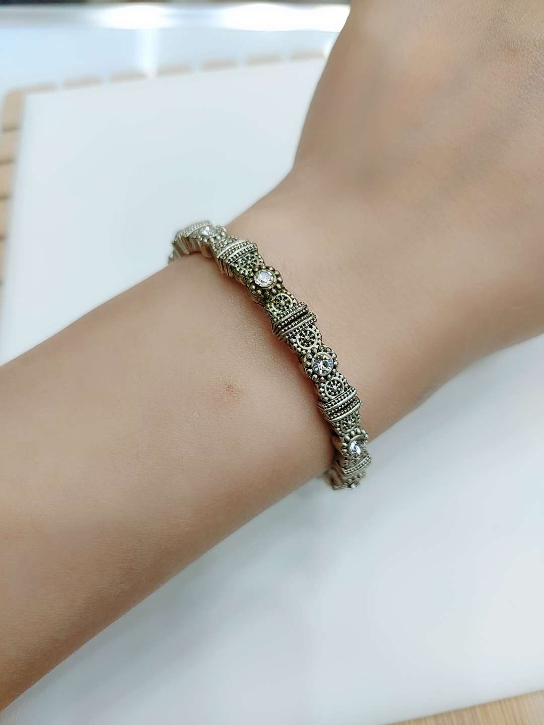 Retro niche designer pure silver sweet gift, birthday Internet celebrity versatile, heavy heavy diamond chain bracelet details Picture