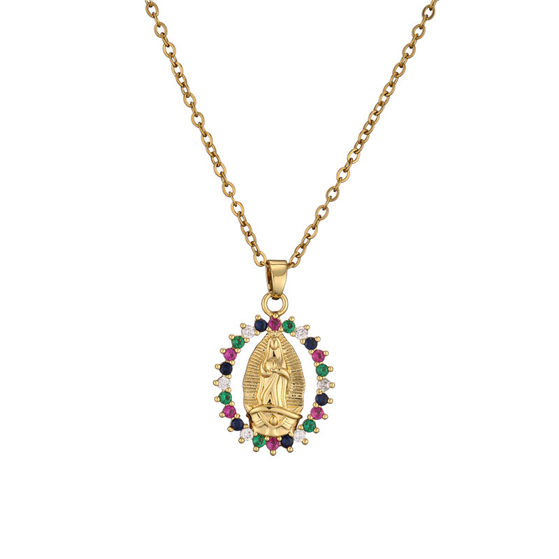 A cross-border copper micro-inlaid pendant necklace for women from Europe and America detail image 3