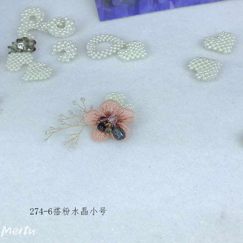 Embroidered small five-petal flower retro diy clothing accessories, brooches, hairpins, scarves, hats, earrings, shoes and accessories Specification image