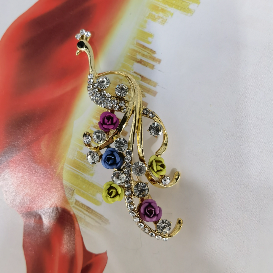 Fashion All-in-one Flower Peacock Brooch Ladies Painted oil corsage cute wind All-in-one suit coat accessories thumbnail