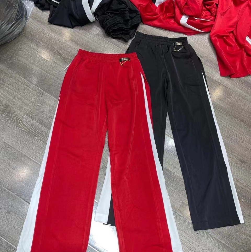 Straight pants red black