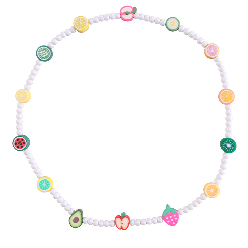 Polymer clay necklace bracelet for children simple fruit polymer clay + rice beads children's necklace set small gift manufacturers supply