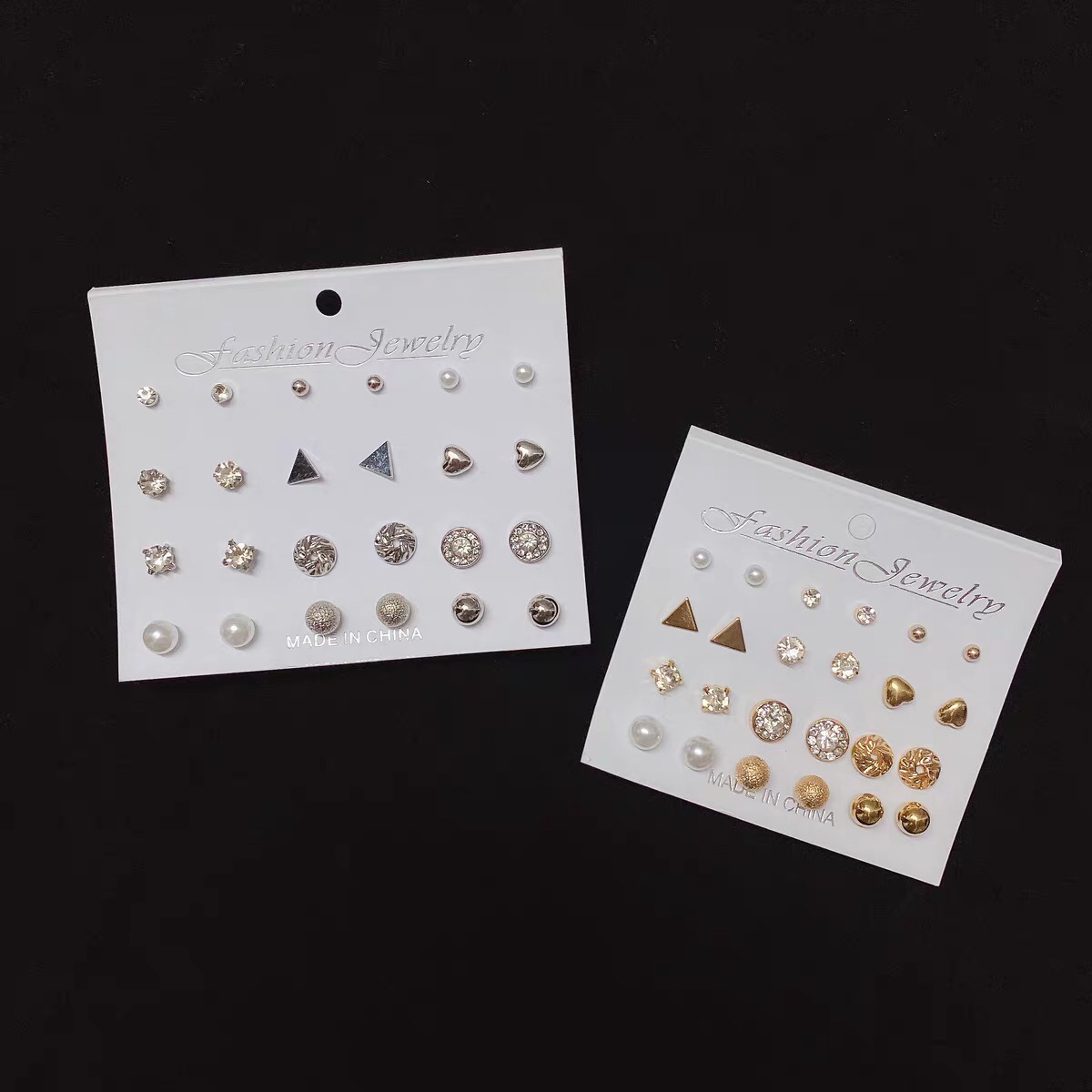 Korean new style simple fashion personality all matching earrings set exquisite atmosphere 24 sets of earrings