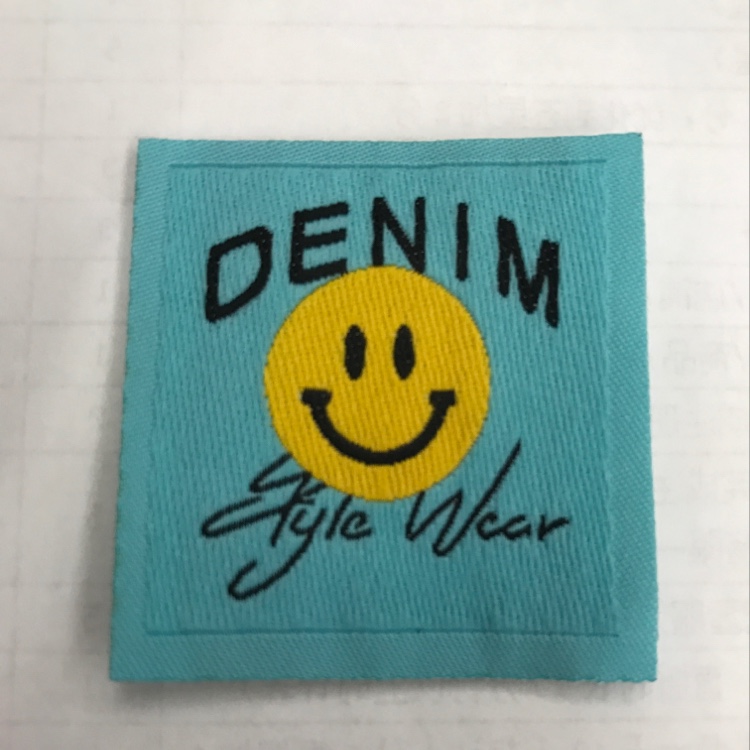 Smiley Face Denim Square Backing Lined With Laser Cut Around Sewing Label 03