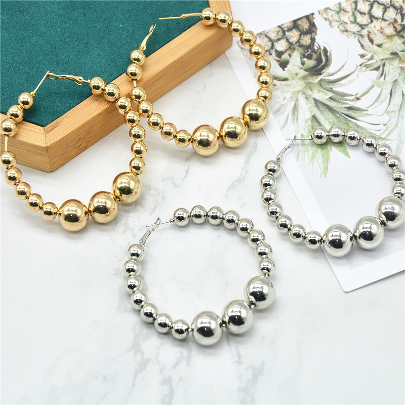 Network explosion 925 silver needle real gold plating CCB string beaded earrings girl