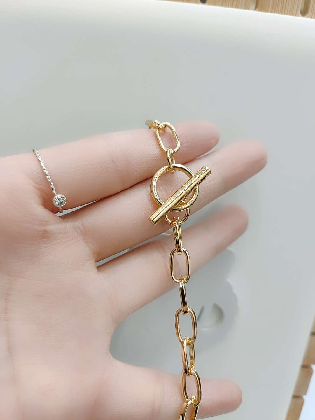 French thick chain necklace, the same cool style titanium steel collarbone chain sweater as the European and American fashion Instagram blogger Specification image