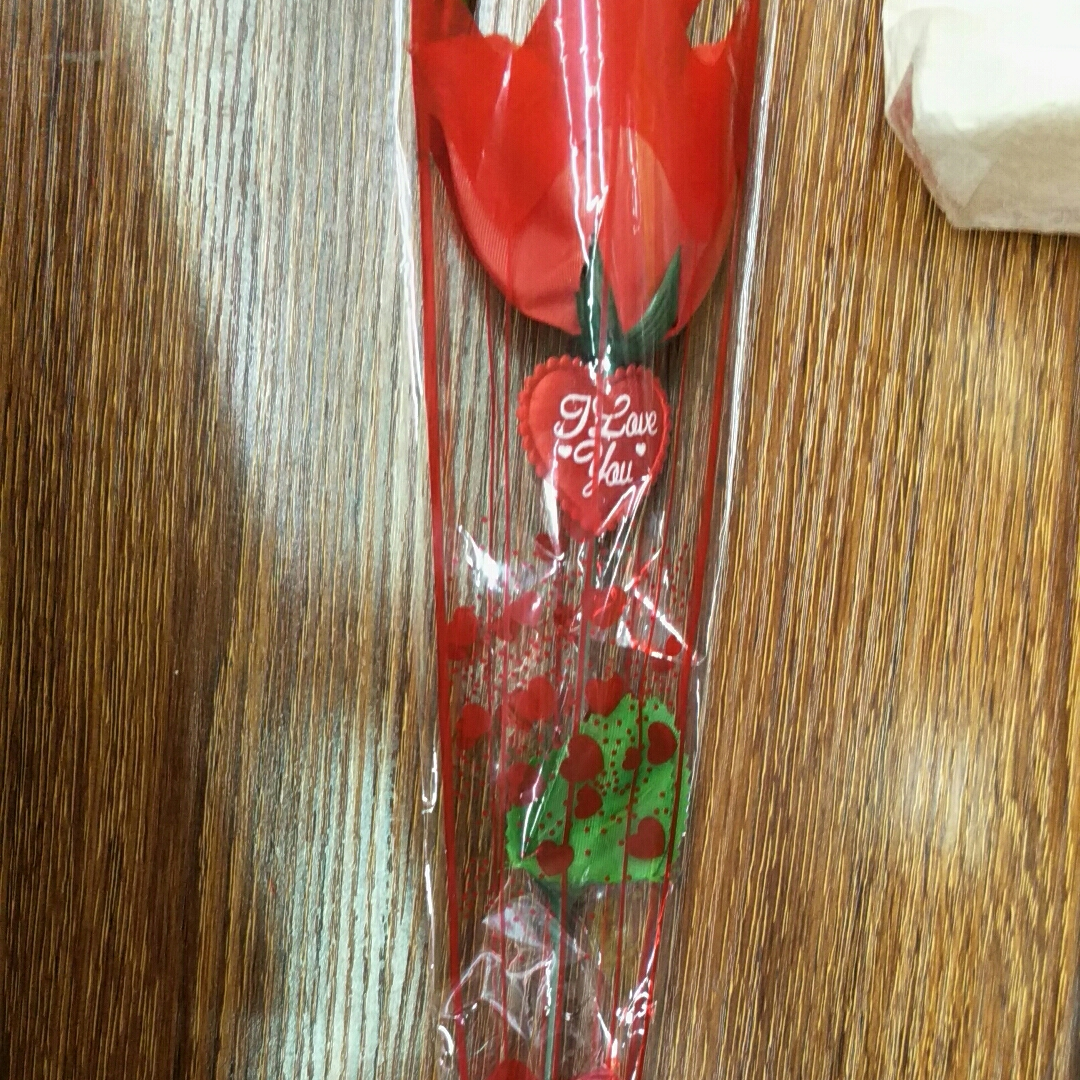 A single rose in a bag