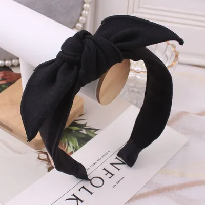 Black Nylon Ear Bow Headband Vintage Lace Pearl Headband Face Press Headband Headband Lady