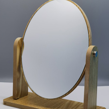 木纹加边框椭圆镜子化妆镜子梳妆镜