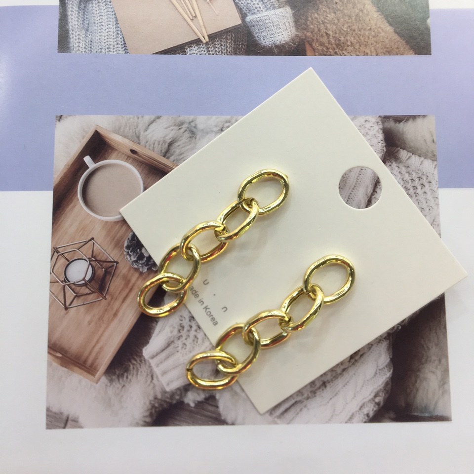 Network explosion 925 silver needle real gold plated chain metal earrings girl