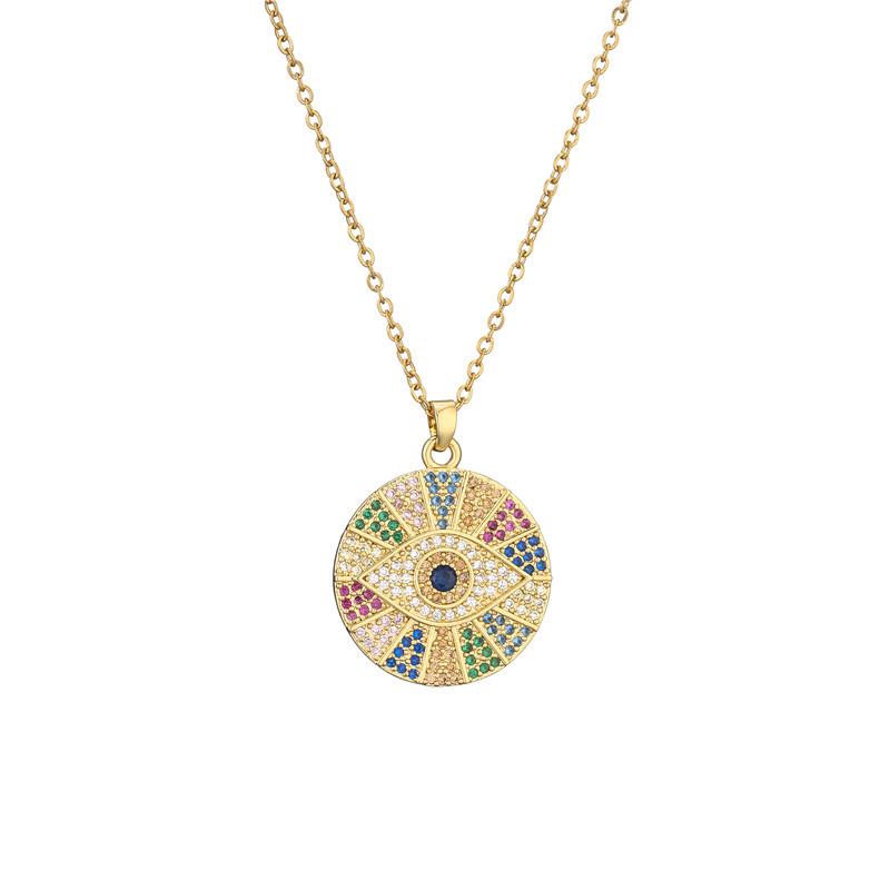 A popular cross-border new product in Europe and America, the copper micro-inlaid Devil's Eye necklace for women, plated with real gold detail image 3