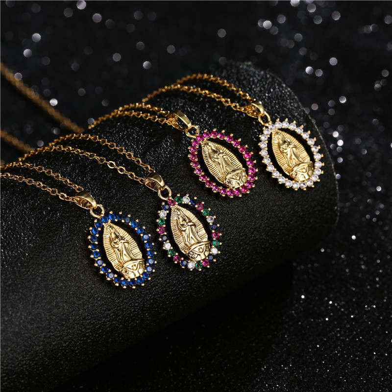 A cross-border copper micro-inlaid pendant necklace for women from Europe and America