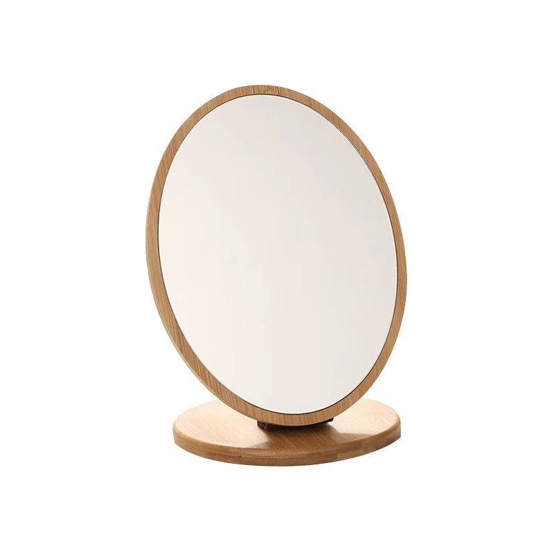 木纹椭圆镜子化妆镜子梳妆镜图
