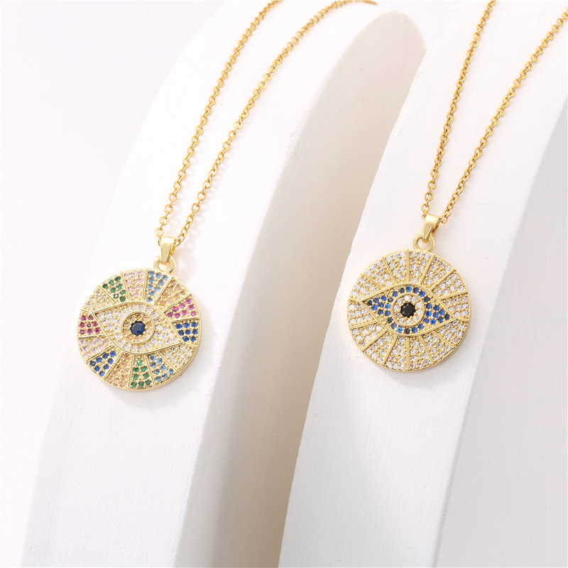 A popular cross-border new product in Europe and America, the copper micro-inlaid Devil's Eye necklace for women, plated with real gold Specification image