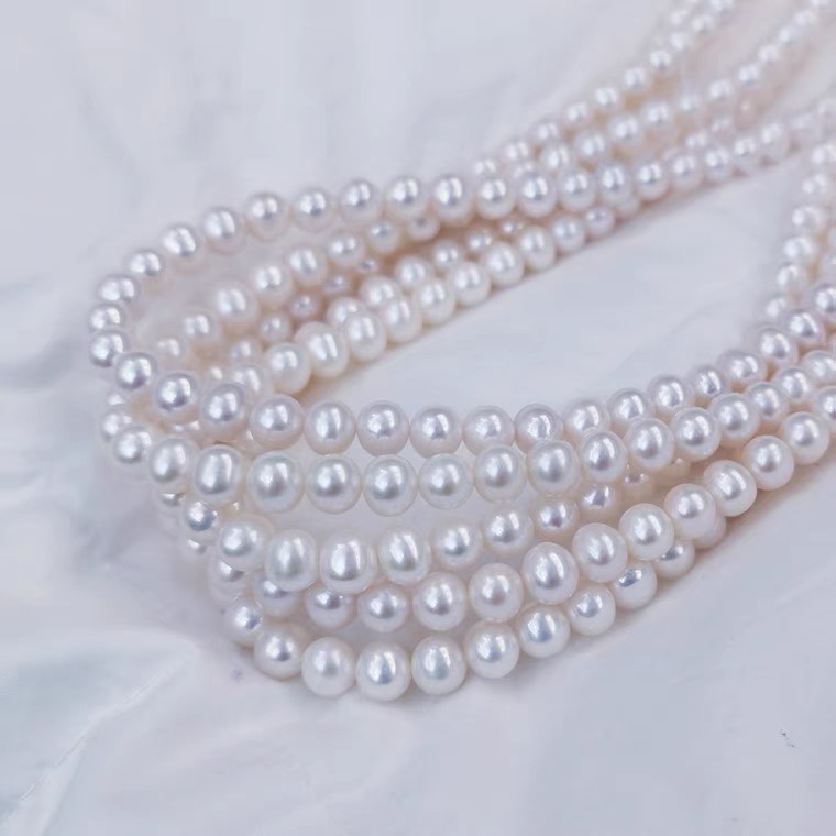 趣舍 珠宝AAAAA8-9mm珍珠项链强光近圆白色淡水半成品散珠diy手工