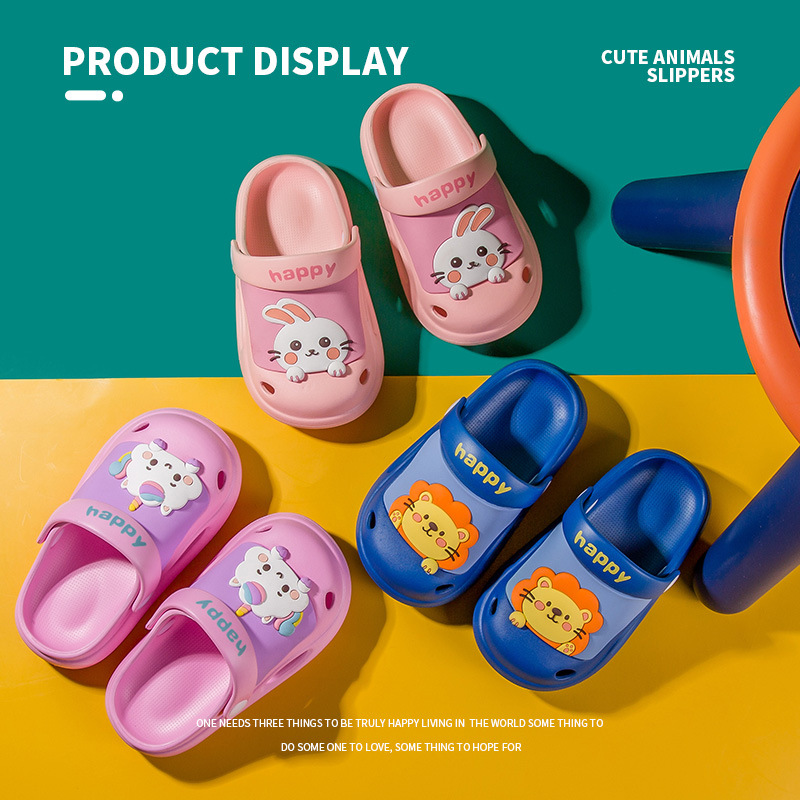 Mowli niños slippers verano nuevo interior adorable dibujos animados antideslizante suave suela trasera strap sneakers details Picture