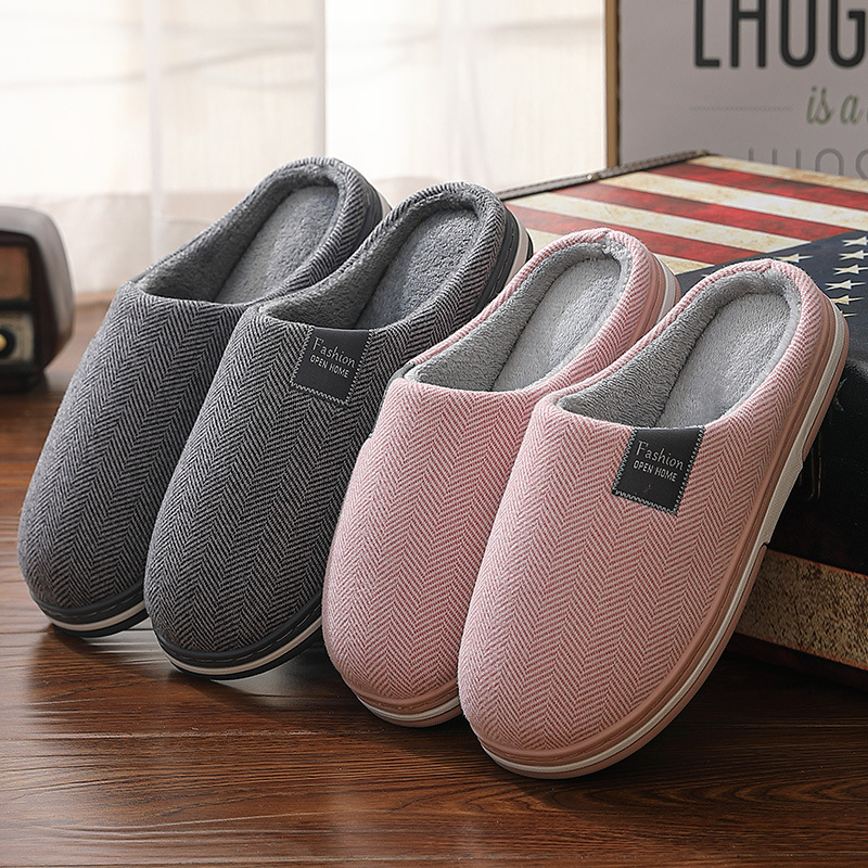 Cotton slippers for women, winter home, indoor use, thick-soled anti-slip and warm plush postpartum slippers for men wholesale