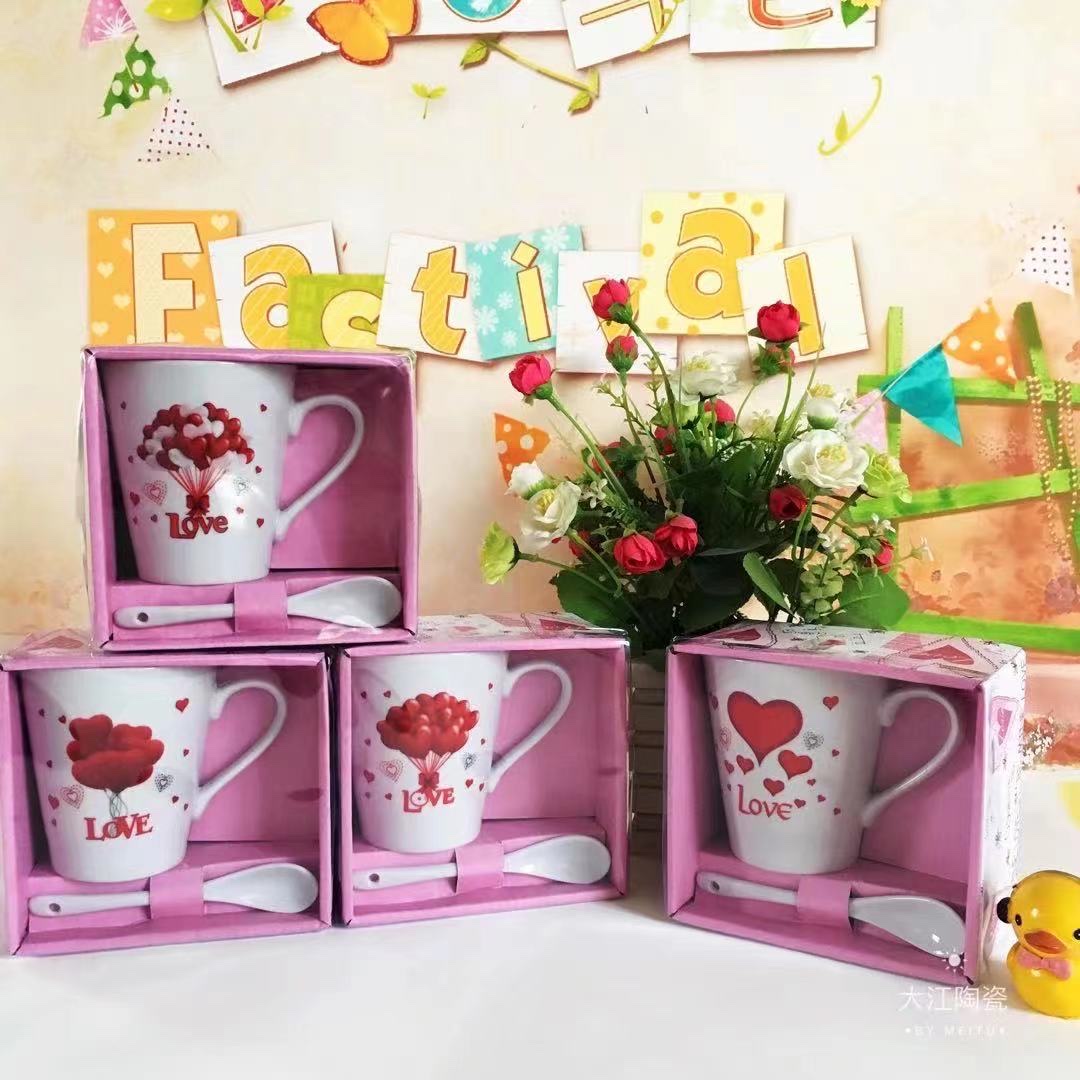 Ceramic coffee cups, single coffee cups, water cups, heart-shaped balloons, gift boxes, best-selling series for export to North and South America, Weilongman 7508 souvenir gift boxes detail image 1