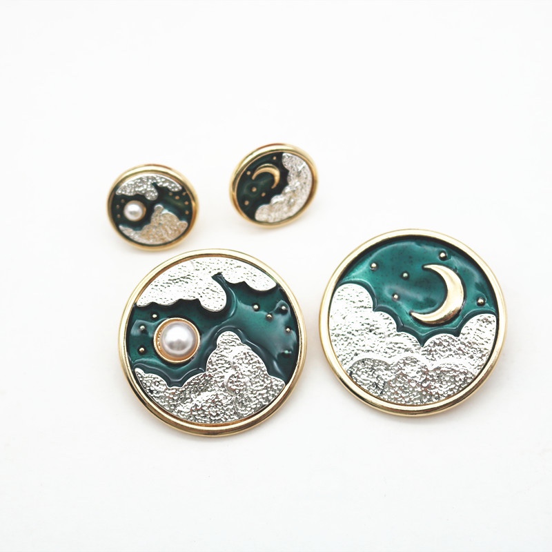 Palace vintage cloud open sun and moon brooch delicate earrings stud earrings clip couple corsage