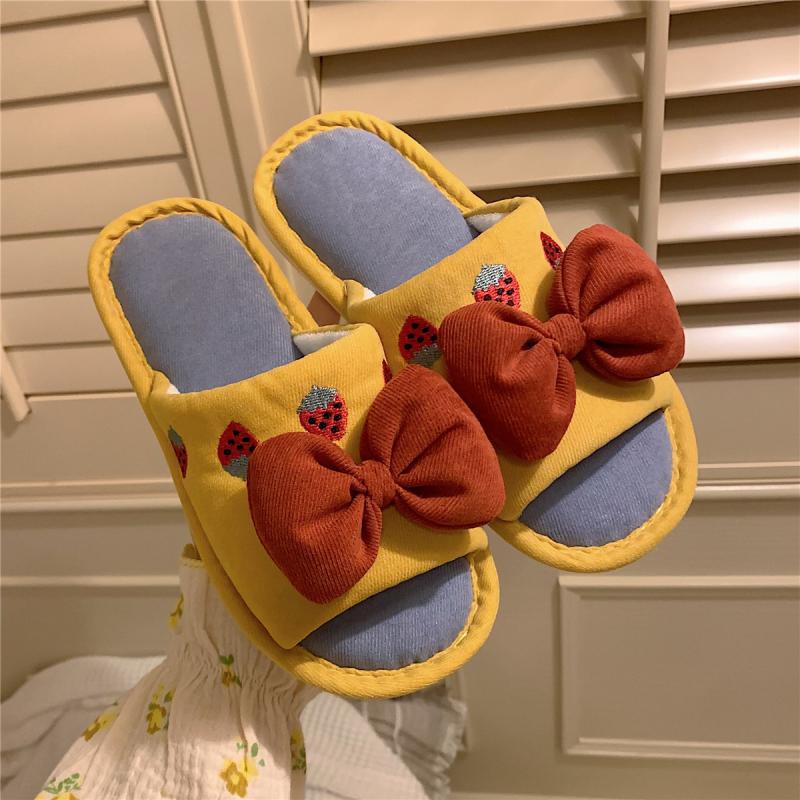 2021 Women's Summer fashion fabric slippers for indoor home use, cute and girlish bow linen floor slippers Application Scenario