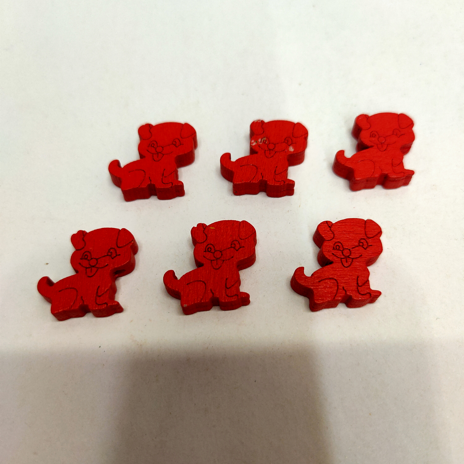 厂家直销木质配件扫描小狗玫红色