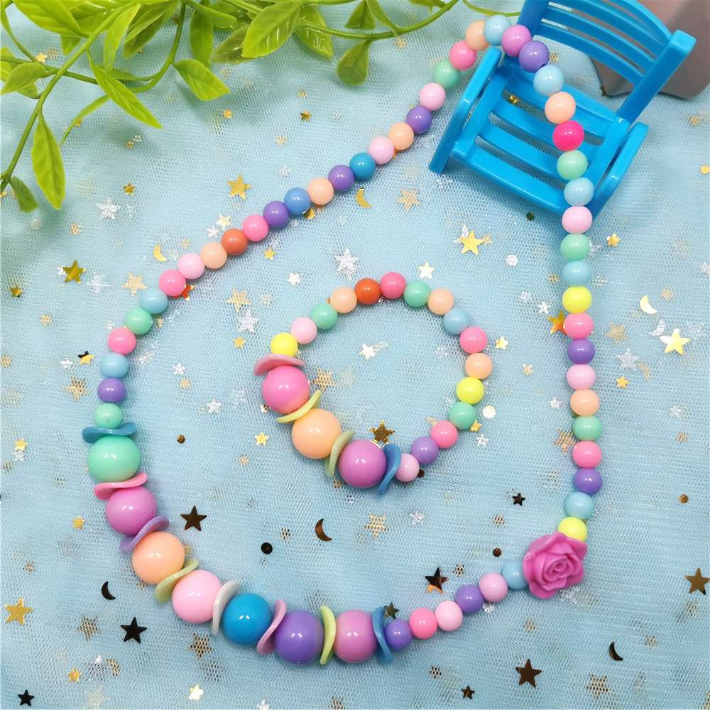 Children's bracelet and necklace sets, direct supply from manufacturers, children's toys, acrylic beads, baby accessories, wholesale from street stalls Item Picture