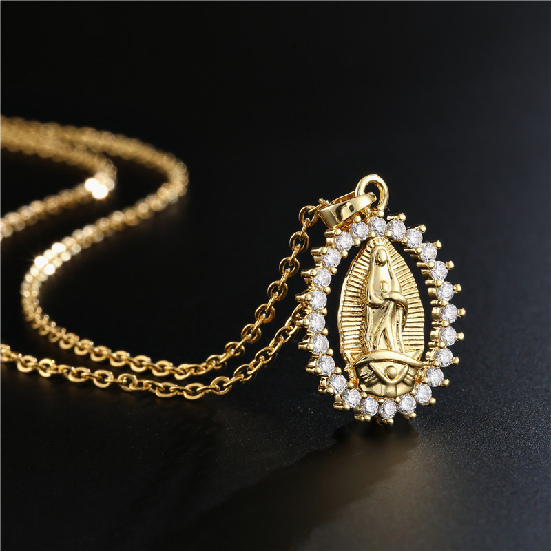 A cross-border copper micro-inlaid pendant necklace for women from Europe and America detail image 1