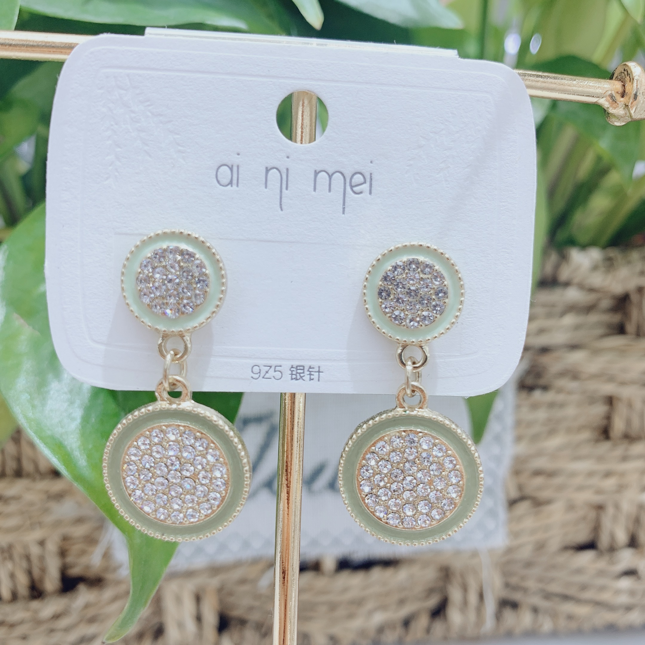 Classic Round and round connected series small ear studs 925 silver needle retro Chinese trend Hong Kong style high-end earrings and earrings Specification image
